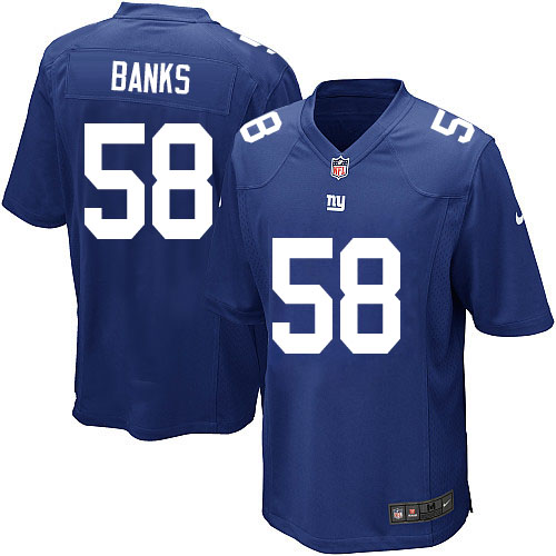 Men's Game Carl Banks Nike Jersey Royal Blue Home - #58 NFL New York Giants